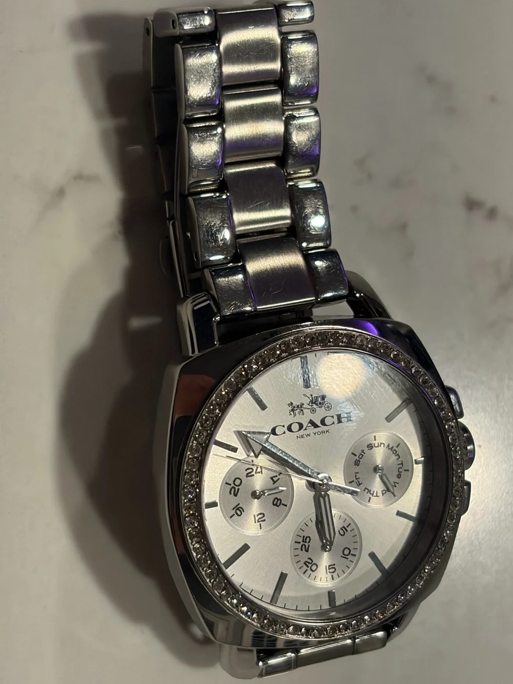 Coach Boyfriend 14503129 Silver Sapphire Crystal Case with Silver band